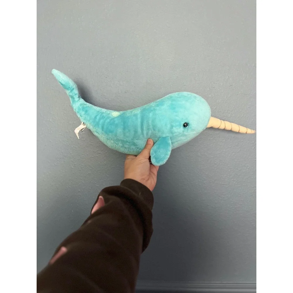 Douglas Plush Narwhal Toy Teal‎ Blue Stuffed Animal Soft Plushie